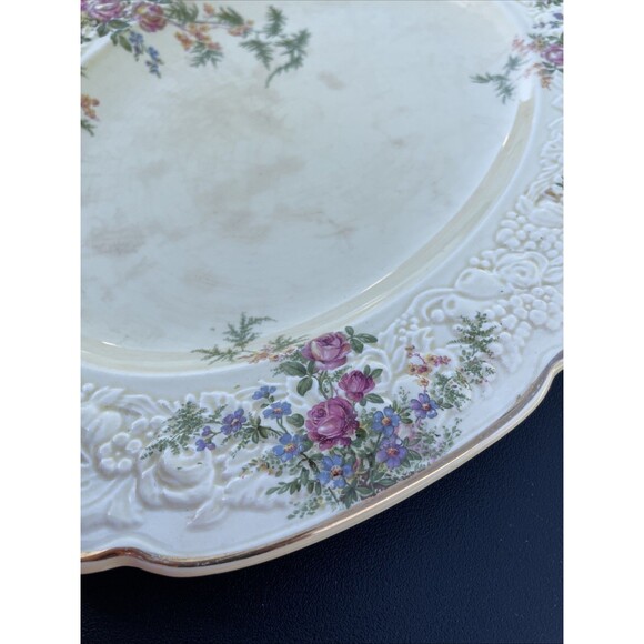 2pc England Crown Ducal Florentine ROSALIE serving Platter & Bowl Vegetable VTG - Picture 5 of 10